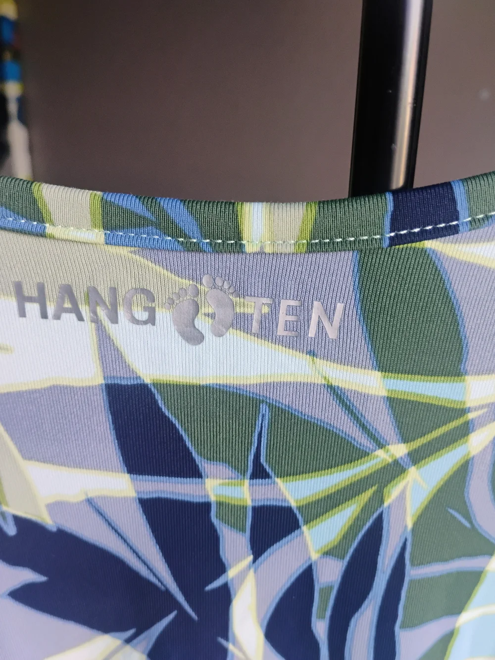 Hang Ten Size XL Women's Leaf-Print Long-Sleeve Swim Cover-Up - Blue/Green/Navy